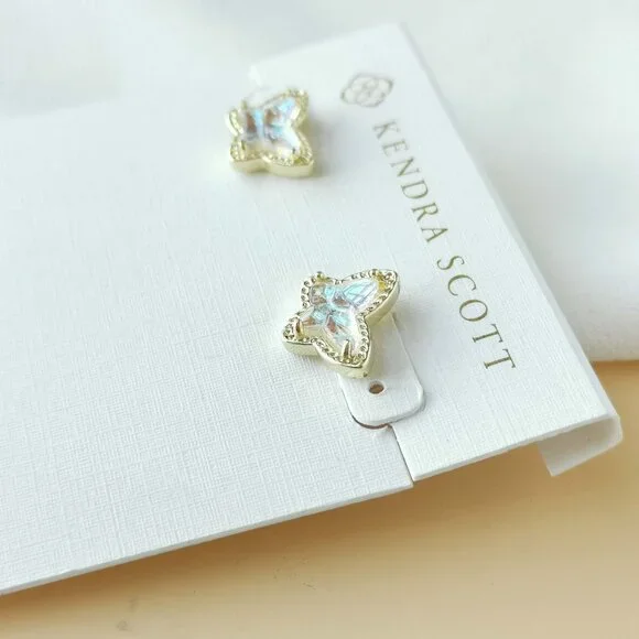 NEW Kendra Scott Lillia Butterfly Gold Dichroic Glass Stud Earrings - Picture 3 of 3